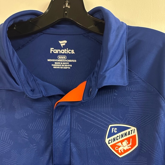 NWT Fanatics MLS FC Cincinnati Soccer Blue Polyester Polo Shirt Size M - Picture 3 of 5